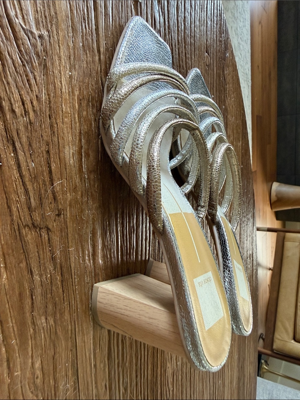 Metallic Strappy Slingback Sandals - Gold